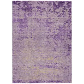 5' X 8' Purple And Beige Abstract Washable Indoor Outdoor Area Rug