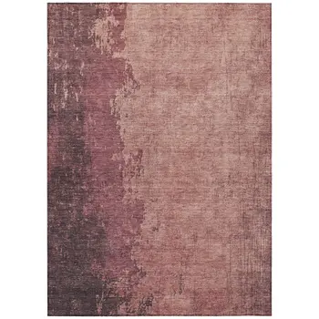 5' X 8' Coral And Mauve Abstract Washable Indoor Outdoor Area Rug