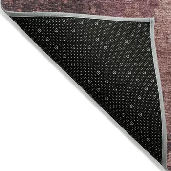 5' X 8' Coral And Mauve Abstract Washable Indoor Outdoor Area Rug