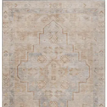 5' X 8' Copper And Beige Medallion Washable Indoor Outdoor Area Rug
