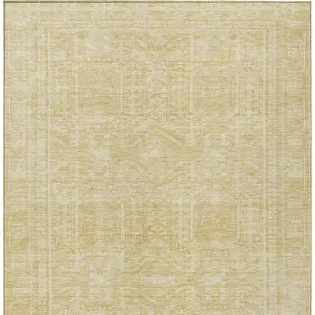 5' X 8' Wheat And Beige Geometric Washable Indoor Outdoor Area Rug