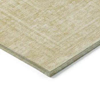 8' Wheat And Beige Round Geometric Washable Indoor Outdoor Area Rug