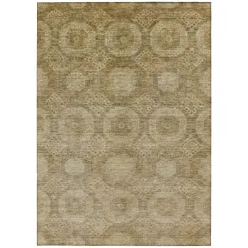 8' X 10' Brown And Beige Medallion Washable Indoor Outdoor Area Rug
