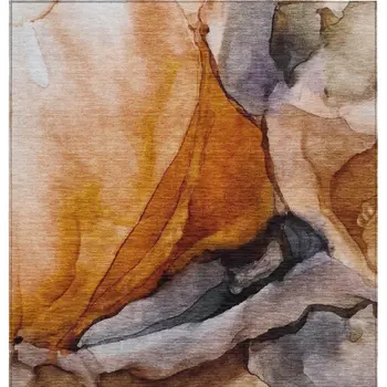 10' X 14' Rust And Gray Abstract Washable Indoor Outdoor Area Rug