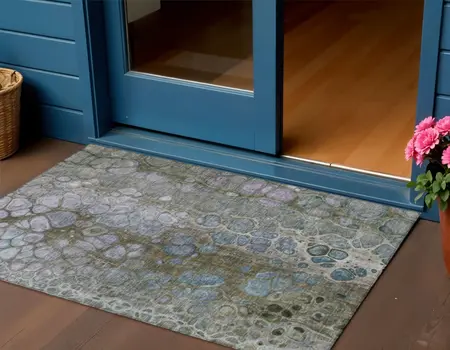 3' X 5' Brown And Gray Abstract Washable Indoor Outdoor Area Rug