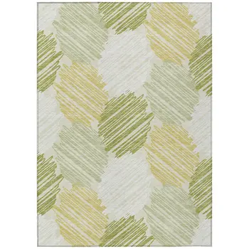 8' X 10' Green Ivory And Gold Geometric Washable Indoor Outdoor Area Rug