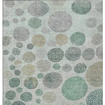 10' X 14' Sage And Beige Geometric Washable Indoor Outdoor Area Rug