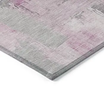 5' X 8' Pink And Silver Abstract Washable Indoor Outdoor Area Rug