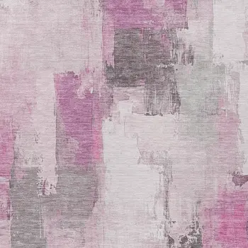 5' X 8' Pink And Silver Abstract Washable Indoor Outdoor Area Rug