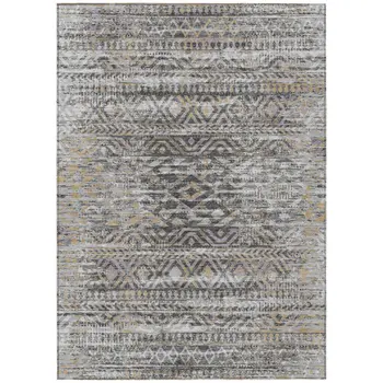 10' X 14' Gray And Beige Moroccan Washable Indoor Outdoor Area Rug