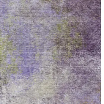 5' X 8' Purple And Olive Green Abstract Washable Indoor Outdoor Area Rug