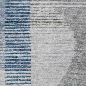 3' X 5' Denim Blue And Ivory Geometric Washable Indoor Outdoor Area Rug