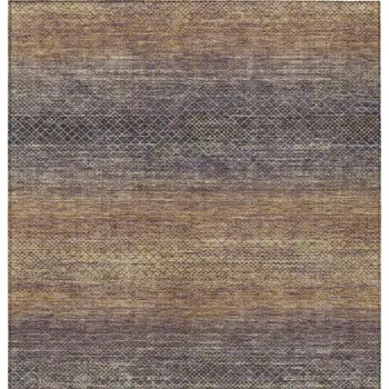 8' X 10' Eggplant And Brown Geometric Washable Indoor Outdoor Area Rug