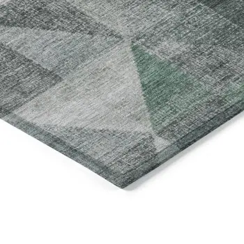 3' X 5' Blush And Green Geometric Washable Indoor Outdoor Area Rug