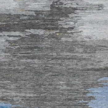 3' X 5' Denim Blue And Gray Abstract Washable Indoor Outdoor Area Rug