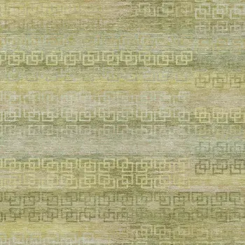 8' X 10' Sage And Gold Striped Washable Indoor Outdoor Area Rug