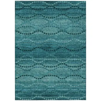 3' X 5' Turquoise And Aqua Ogee Washable Indoor Outdoor Area Rug
