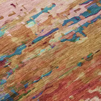 10' X 14' Sage Teal Blue And Blush Abstract Washable Indoor Outdoor Area Rug