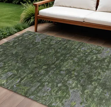 8' X 10' Olive Green And Gray Medallion Washable Indoor Outdoor Area Rug