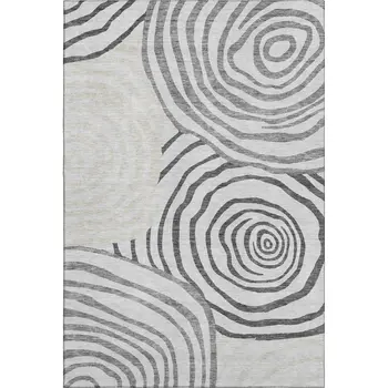 8' X 10' Gray Silver And Beige Abstract Washable Area Rug With UV Protection