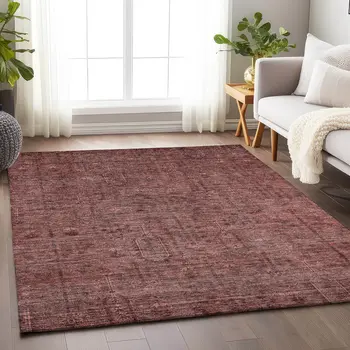 5' X 8' Rust And Gray Southwestern Washable Area Rug With UV Protection