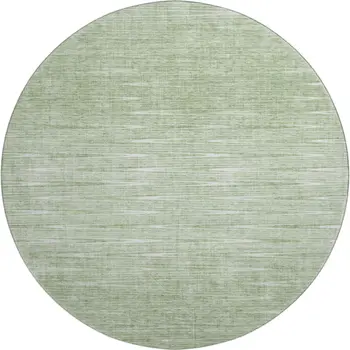 8' Artichoke Green And Gray Abstract Washable Round Rug With UV Protection
