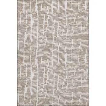 5' X 8' Brown And Ivory Vermicular Washable Area Rug With UV Protection