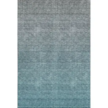 5' X 8' Teal And Gray Ombre Washable Area Rug With UV Protection