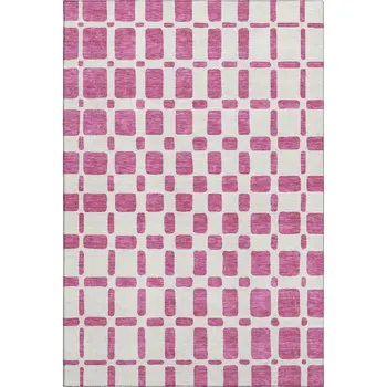 9' X 12' Blush And Ivory Geometric Washable Area Rug With UV Protection