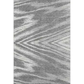 10' X 14' Gray And Ivory Abstract Washable Area Rug With UV Protection