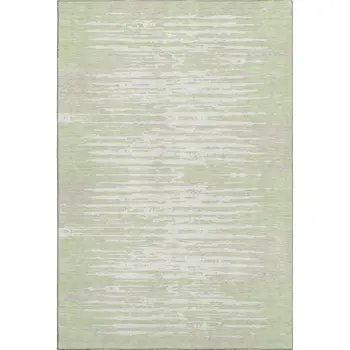 8' X 10' Artichoke Green And Ivory Striped Washable Area Rug With UV Protection