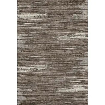 8' X 10' Brown And Beige Striped Washable Area Rug With UV Protection