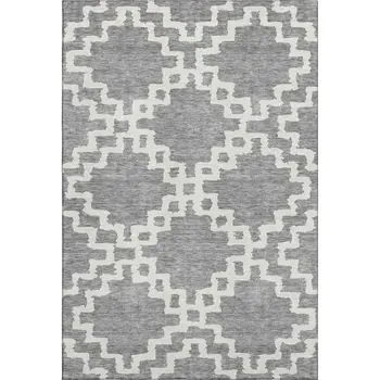 9' X 12' Gray And Ivory Abstract Geometric Washable Area Rug With UV Protection