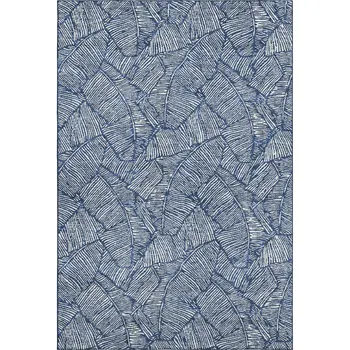 5' X 8' Navy Blue And Ivory Floral Washable Area Rug With UV Protection
