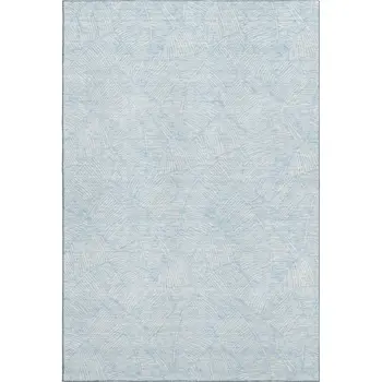 9' X 12' Sky Blue And Ivory Floral Washable Area Rug With UV Protection