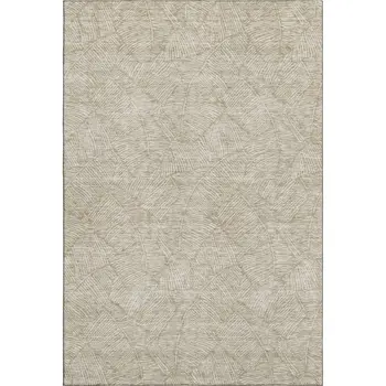 9' X 12' Taupe And Beige Floral Washable Area Rug With UV Protection