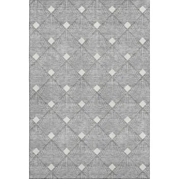 8' X 10' Gray And Ivory Abstract Geometric Washable Area Rug With UV Protection