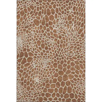 9' X 12' Rust And Ivory Geometric Washable Area Rug With UV Protection