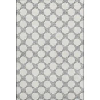 10' X 14' Gray And Ivory Polka Dot Washable Area Rug With UV Protection
