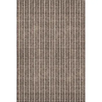 5' X 8' Brown And Ivory Striped Washable Area Rug With UV Protection