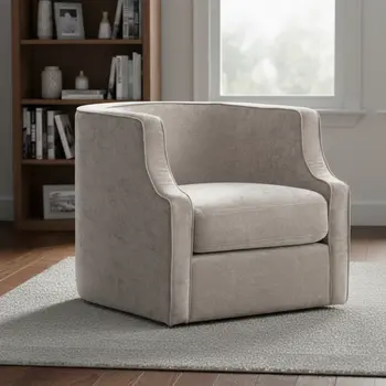 32" Beige Fabric Upholstered Arm Chair