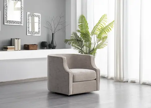 32" Beige Fabric Upholstered Arm Chair