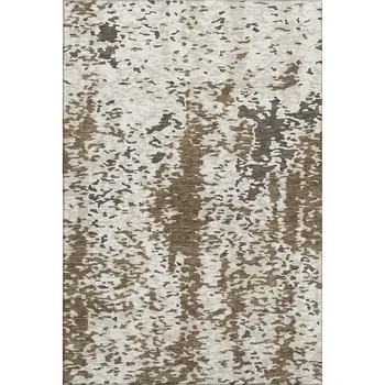 5' X 8' Brown Ivory And Beige Abstract Washable Area Rug With UV Protection