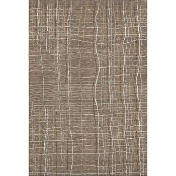 8' X 10' Taupe Ivory And Gold Striped Washable Area Rug With UV Protection