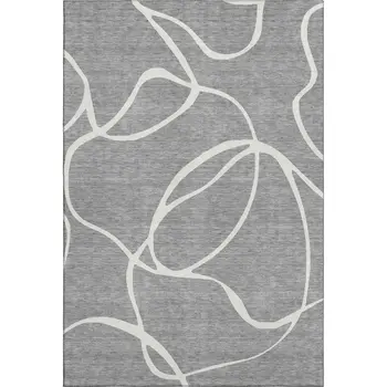 10' X 14' Gray And Ivory Abstract Washable Area Rug With UV Protection