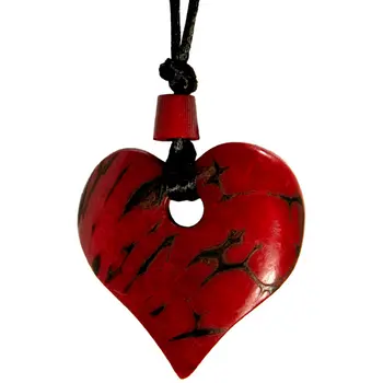 Tagua Nut Red Heart Pendant