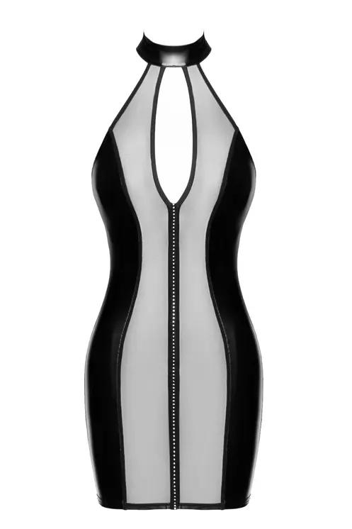 F370 Luxuria Crystal Sheer Minikleid - 3XL