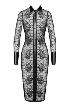 F376 halblanges Kleid Noirelle aus Spitze - 3XL